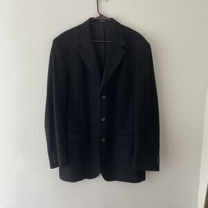 Men’s 100% Cashmere Black Sport Coat Blazer Jacket 46L Tailored Executive Luxury
